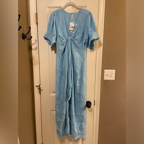 Free People Vintage Summer Midi Dress Sky Blue Small NWT - Picture 3 of 5